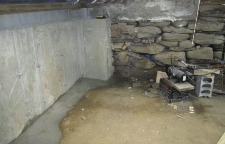 #7 New Concrete Wall meets original stone foundation